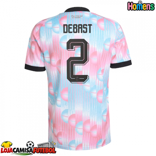 Camisa de Futebol Bélgica Zeno Debast #2 Equipamento Secundário Mundo 2026 Manga Curta